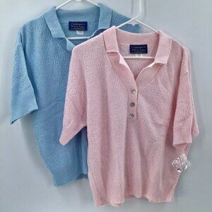 2 Vintage Willow Ridge XL Knit Tops Cotton Light Spring Popover Easy Pullover